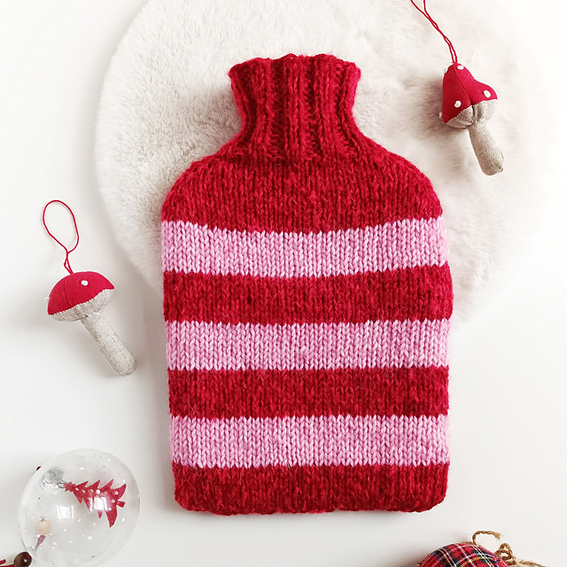 Candy Cane Hot Water Bottle Cover