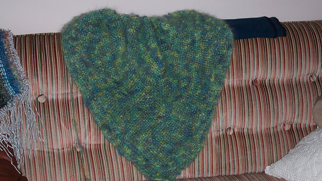 Garter and Eyelet Triangular Scarf