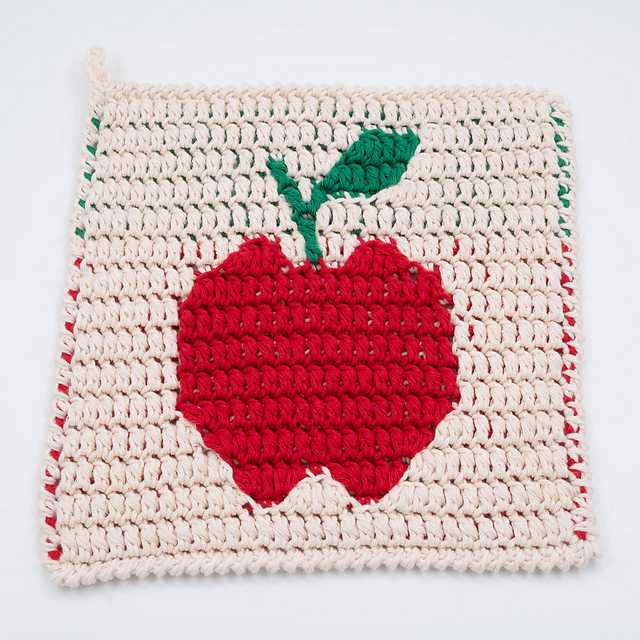 Apple Mosaic Crochet Dishcloth