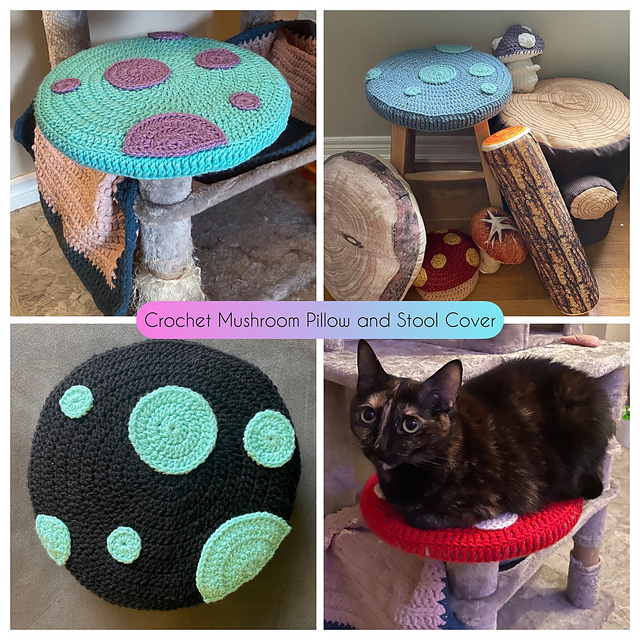 Crochet Mushroom Pillow/Stool Cover