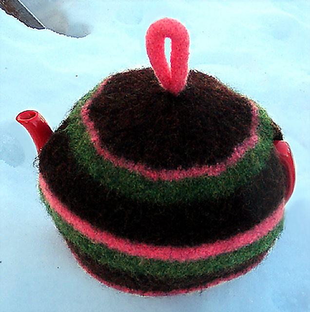 Felted Striped Tea Cozy