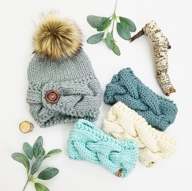 Quinn Cable Headband/Horizon Beanie