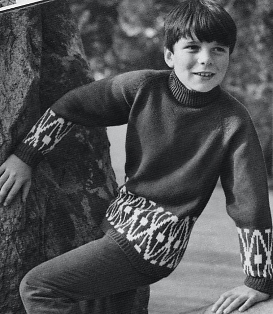 1449 Boy's sweater with fairisle trimming