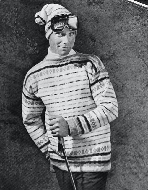 1451 Man's fairisle ski sweater with cap