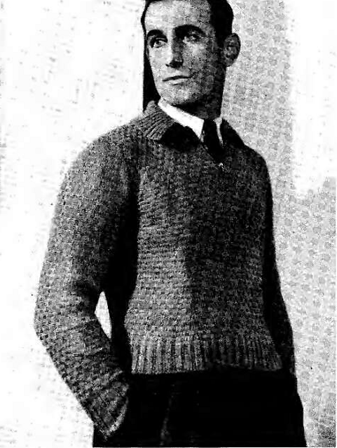 A Man's Pullover in a Novel Squared Pattern