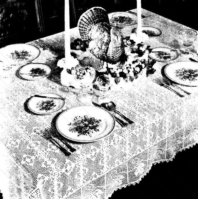 Crocheted Tablecloth in Grape Leaf Pattern
