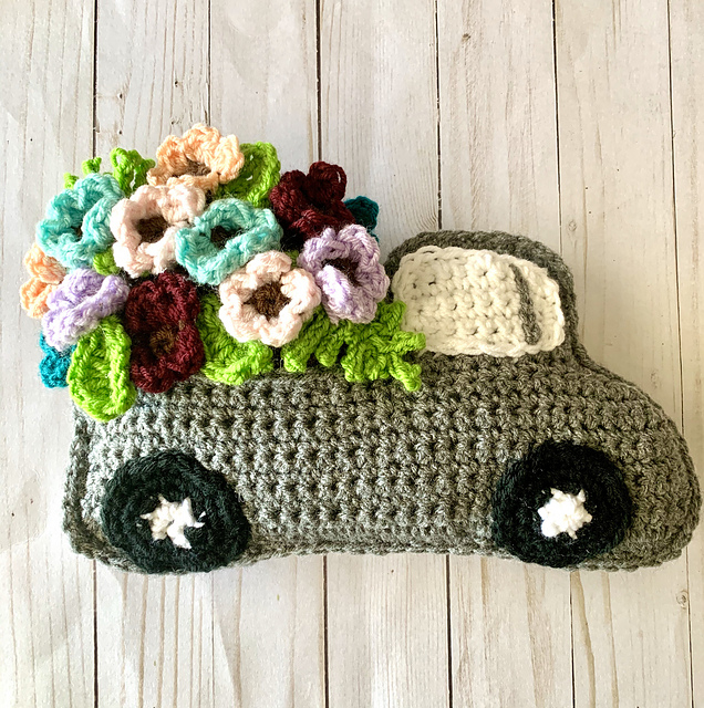 Happy Flower Truck Pillow