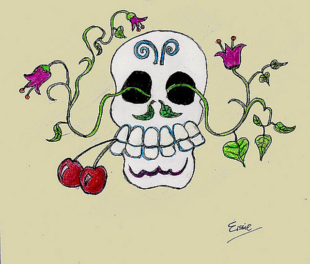 Skull with Vines and Cherries Chart