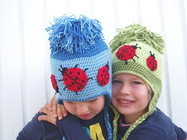 Ear Flap Hat with Ladybugs