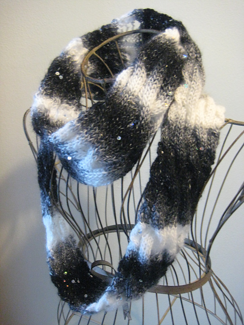 Black & White & Cabled-All-Over Cowl