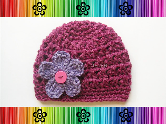 Eve Hat with Changeable Flower-Preemie to Adult Sizes