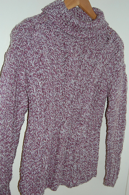 Cabled Pullover with Polo Neck
