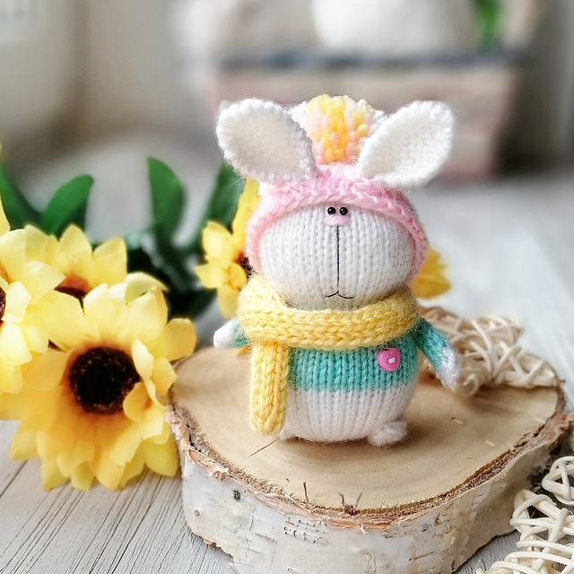 Bunny in a hat and scarf toy