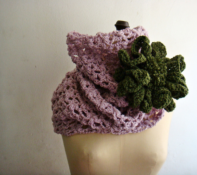 Lace cowl with huge flower