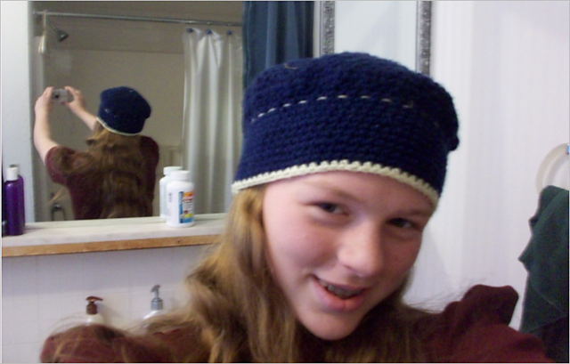 Blue Puffy Hat