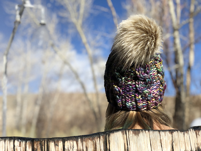Super Bulky Cable Hat with Pom Pom