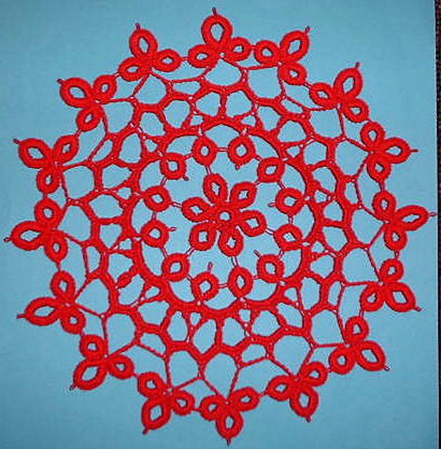 Crochet Tatted Lace doily (Left Hand) 