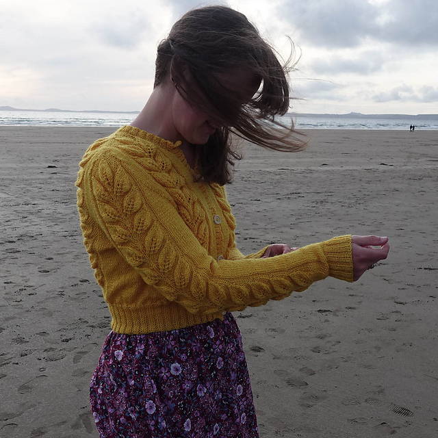 The Edge of Love Film 3D Embossed Leaf Cardigan