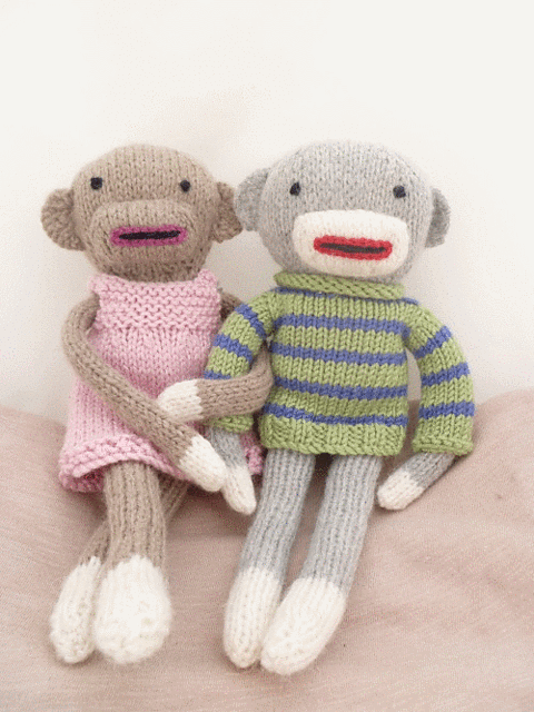 Knitted sock monkeys