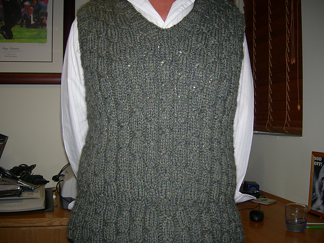 #17 Mock Cable Vee Neck Vest