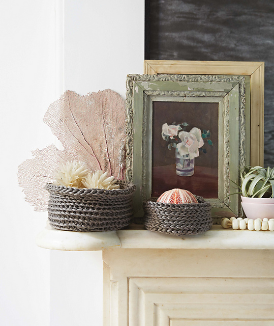 Finger Knit Linen Baskets