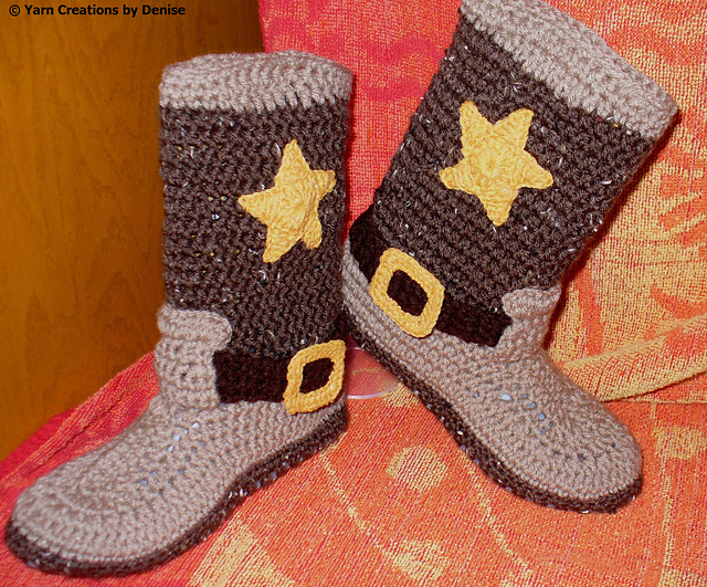 Felted Cowboy Slipper Boots