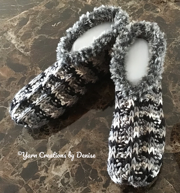 Easy Tunisian Rib Stitch Slippers