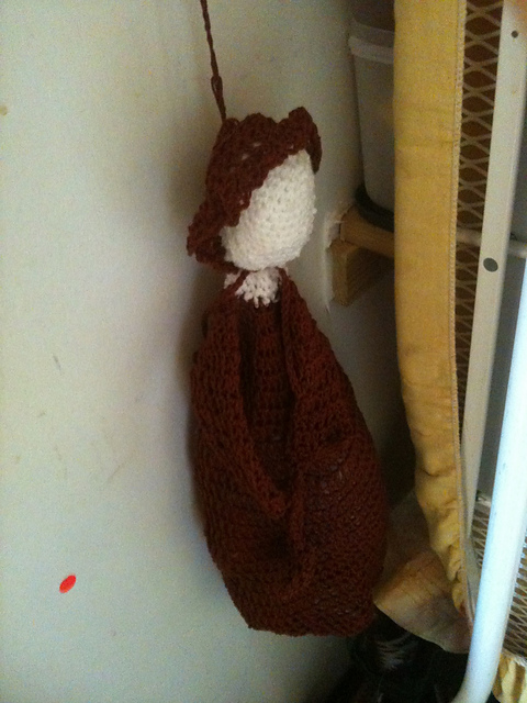 Crocheted Plastic Bag Storage Lady