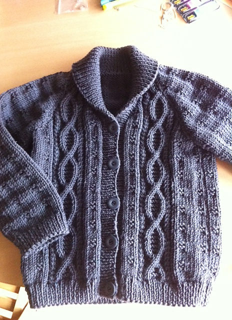 Cabled Cardigan with Shawl or V Neck