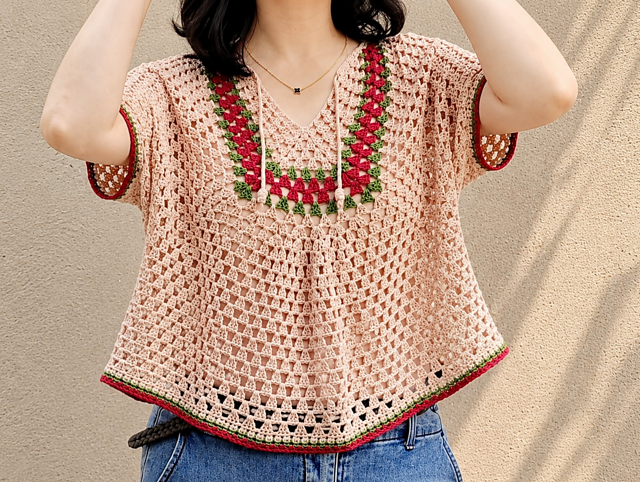 Ethnic Mesh Pullover