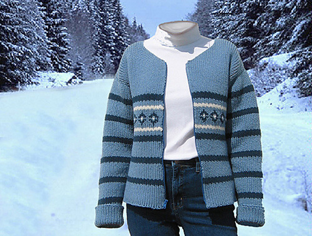 Diamonds and Stripes Zippered Sweater for the Knitting Board