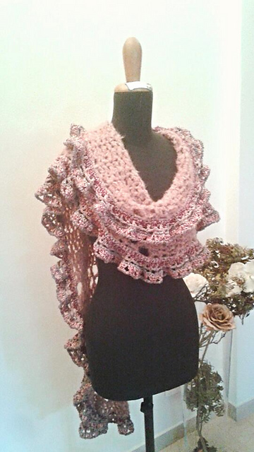 Coral pink alpaca shawl