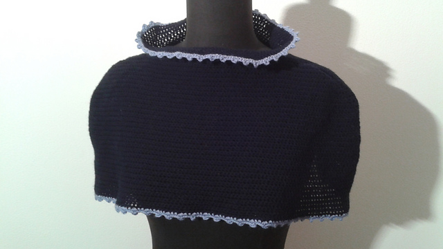 Blue wool capelet