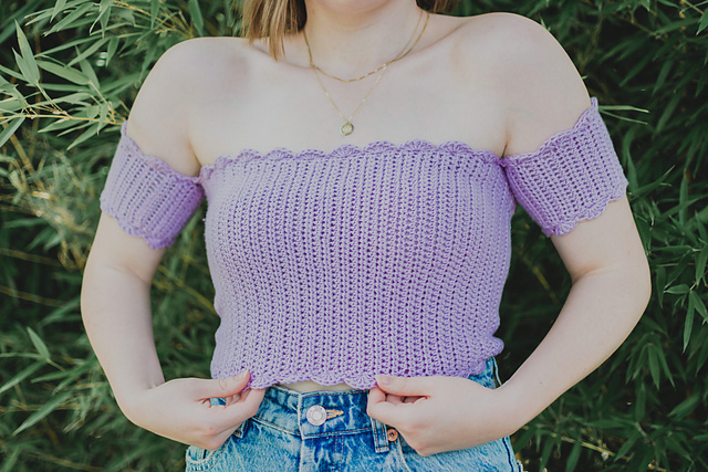Ravelry: Easy Crochet off the Shoulder Crop Top pattern by Heather