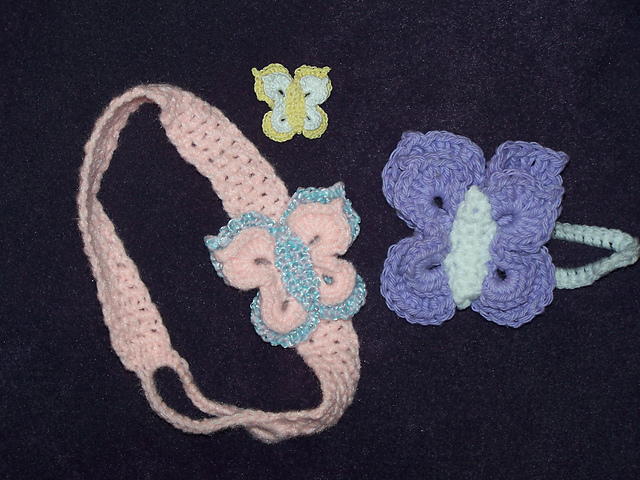 Crocheted Butterfly Appliqué and Bonus Super Easy Butterfly Scrunchie Pattern