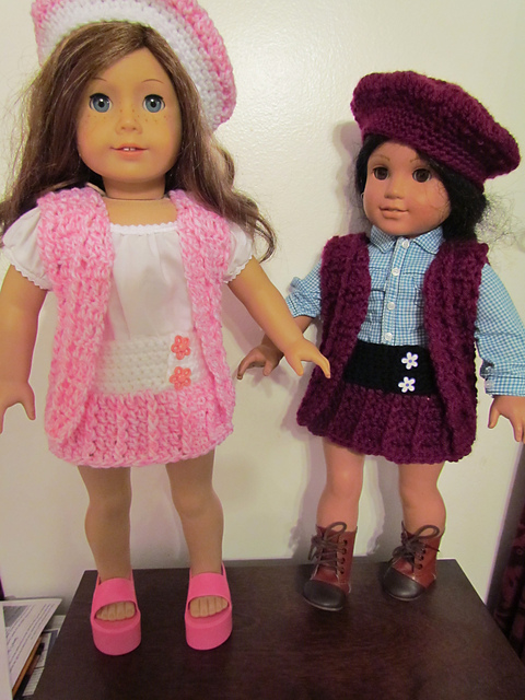 Fits American Girl Skirt, Hat and Vest Set