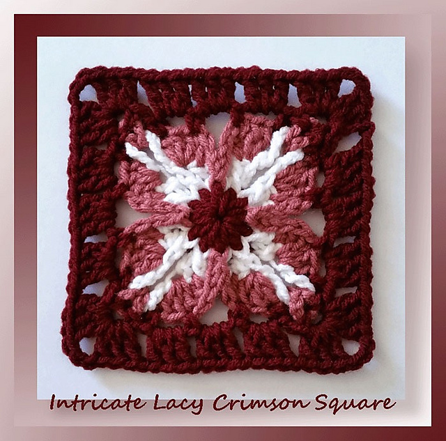 Intricate Lacy Crimson Square