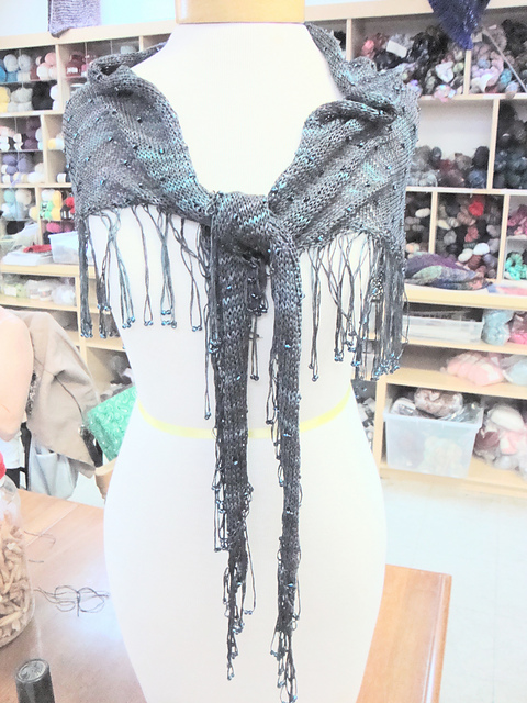 Silken Straw Beaded Fringe Scarf