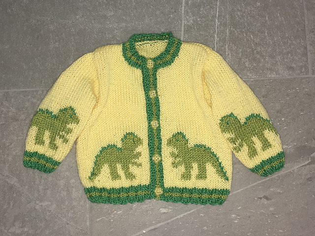 Knitting Patterns Green Dinosaur Sweater Pattern Bundle: Dinosaur