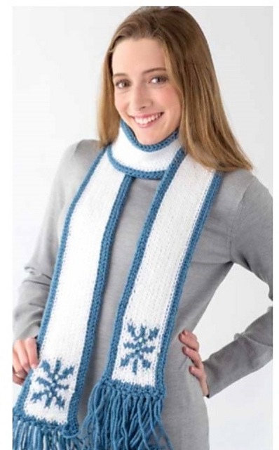 Double Knit Snowflake Scarf