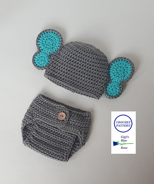 Elephant Beanie and Diaper Cover