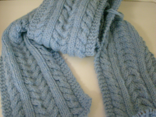 Blue Cabled Scarf