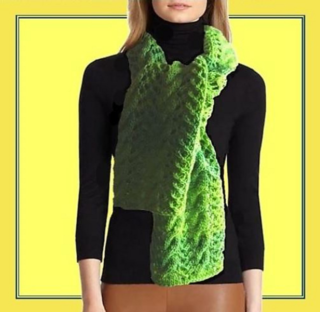 Lime Fizz Cabled Lace Scarf