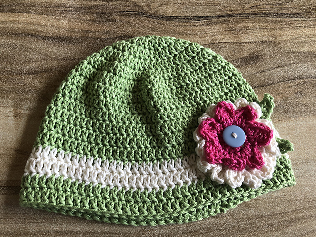 Spring Baby Beanie with flowers