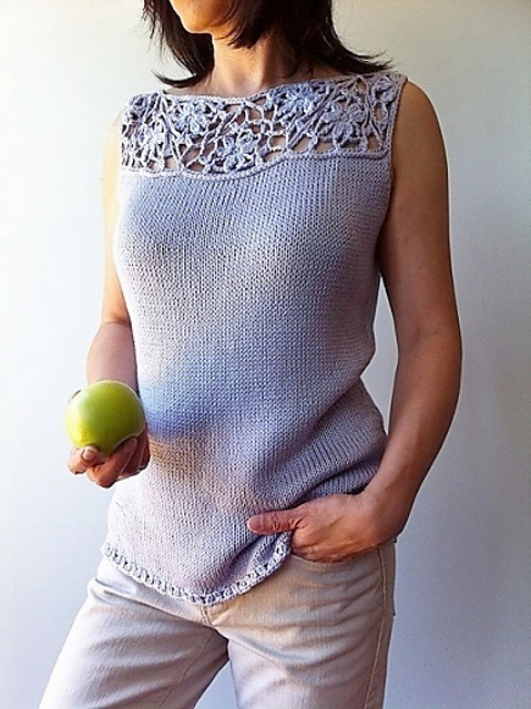 【FOXEY】24商品新品　Knit Top "Lace Stitch Top" Ravelry: Vivian - floral lace-top shell (crochet+knit) pattern by