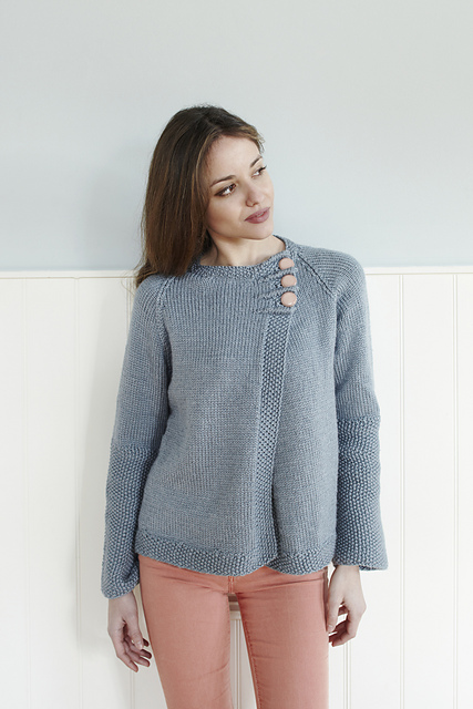 Tucked-Buttonband Cardigan