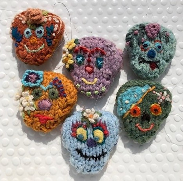 Double Sided Embroidered Skull Ornaments