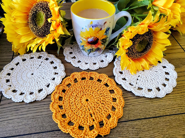 Crochet Sunflower Coasters