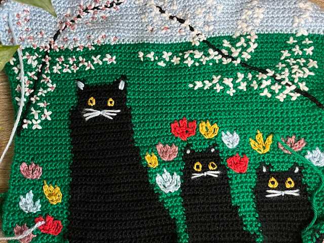 Three Black Cats Tapestry