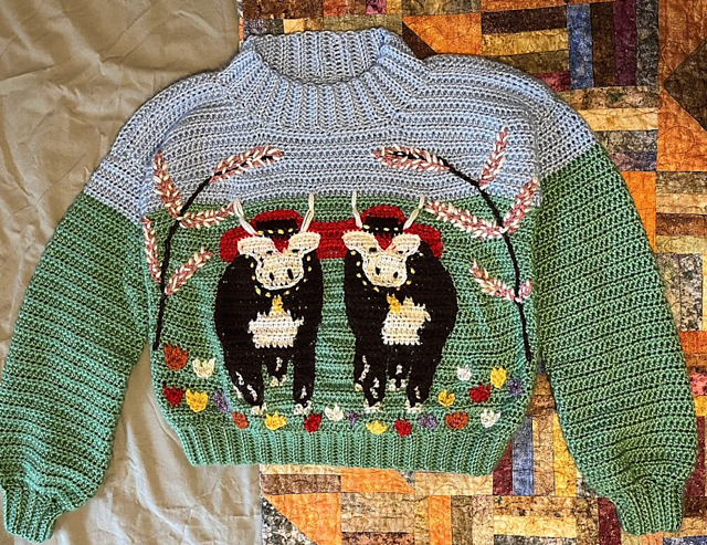 Ravelry: Maud Lewis' Oxen in Spring Crochet Sweater pattern by